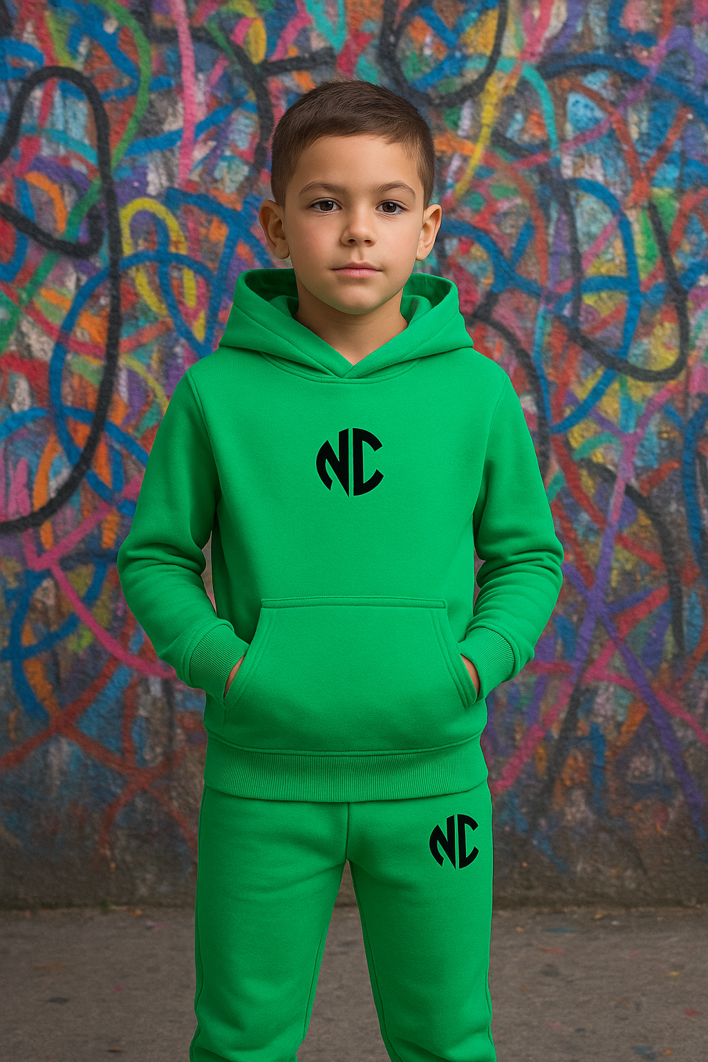 Kids Grassgreen NC Fluffy Set Hoodie & Broek